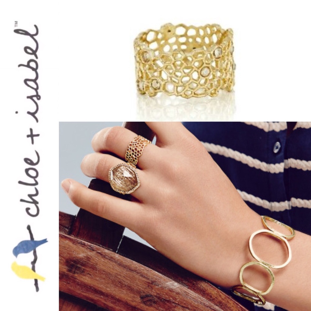 🆕🍯 Golden Honeycomb Band Ring c+i R044G-6/7